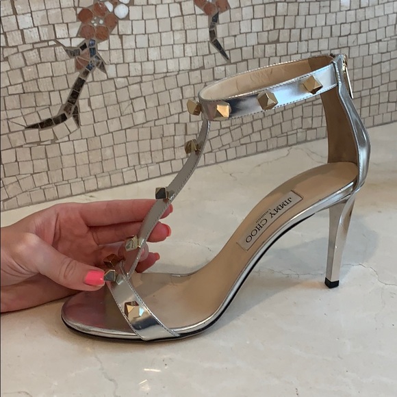 Jimmy Choo Lamba Silver 85 heels size 39.5 - Picture 3 of 8